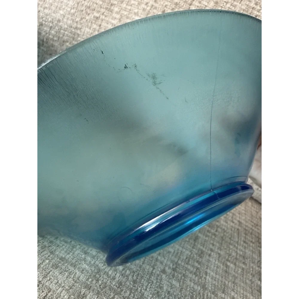 Vintage Northwood Blue Iridescent Stretch‎ Glass Console Bowl Opalescent 10